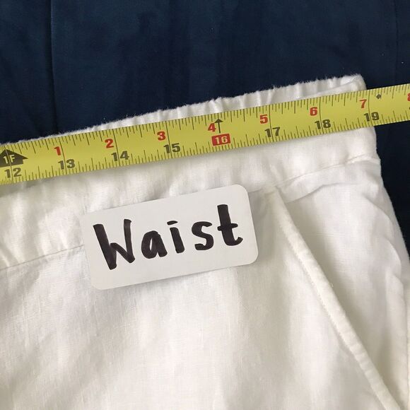 Chico’s White Linen Cropped Pull On Pants with Pockets NWOT XL 3 - Picture 6 of 10